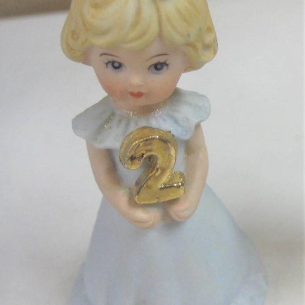 Enesco Growing Up BIRTHDAY GIRLS Age 2 Ceramic Figurine Vintage Dress